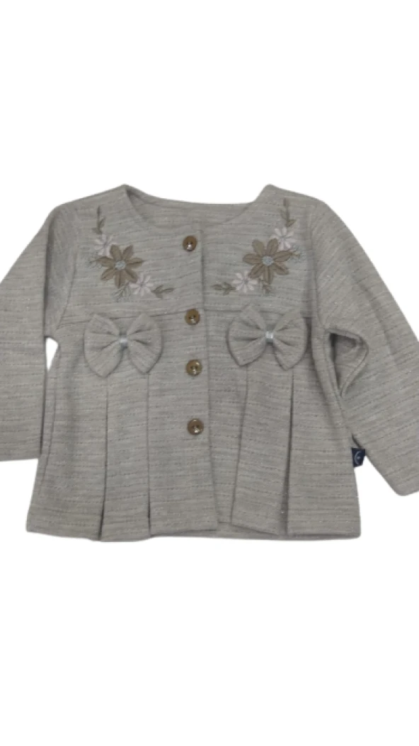 uğurböceğiçocuk Kız Bebek 3'lü Takım Fiyonklu Hırka Simli Kumaş 319 - 6