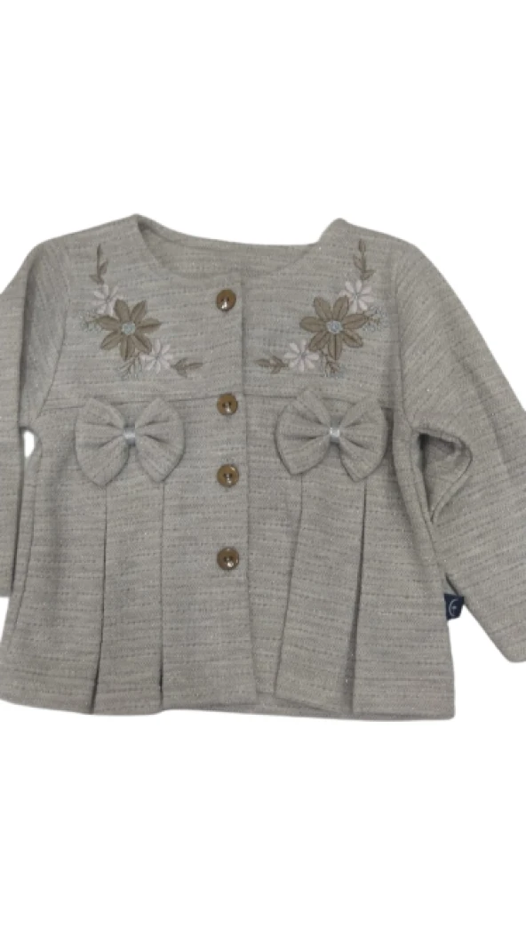 uğurböceğiçocuk Kız Bebek 3'lü Takım Fiyonklu Hırka Simli Kumaş 319 - 7