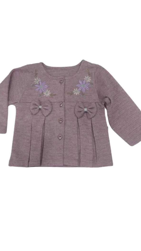 uğurböceğiçocuk Kız Bebek 3'lü Takım Fiyonklu Hırka Simli Kumaş 319 - 11