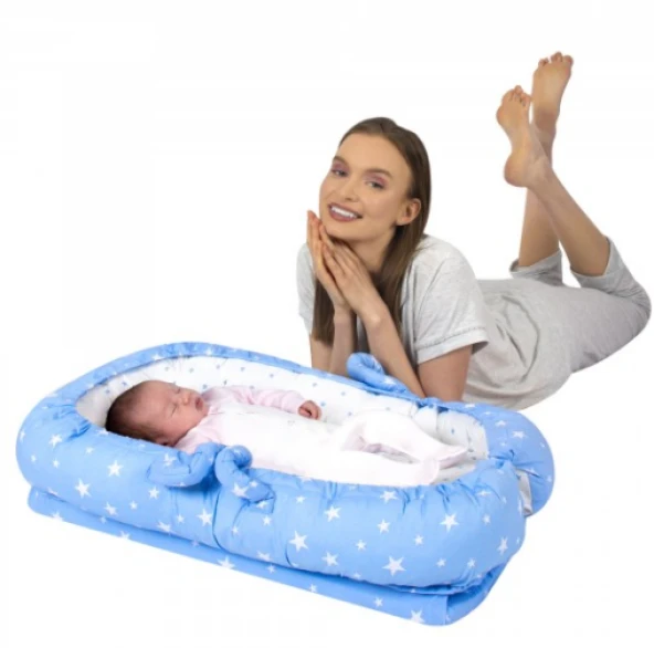 Sevi Bebe 274.1 Anne Yanı Bebek Yatağı Mavi Yıldız