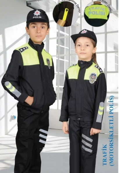 Uğur Böceği Çocuk Montlu Polis Takımı Trafik Sarı - 3