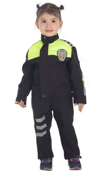Uğur Böceği Çocuk Montlu Polis Takımı Trafik Sarı - 5