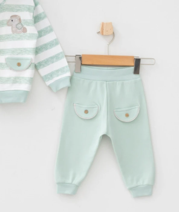 Aziz Bebe 3220 Anımal Desenli Kapşonlu 3lü Takım Bebek Üçlü Takım - 5