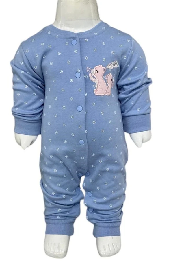 Aziz Bebe Fil Desenli Çıtçıtlı Tulum6839 - 2