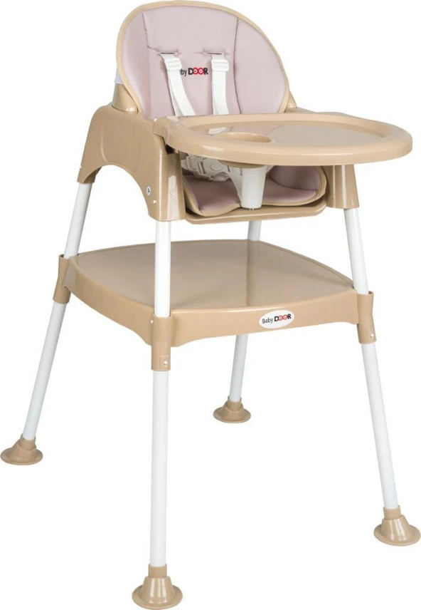 BabyDoor 3105 Bambu & Mama Bambu Çalışma Masalı Pedli Mama Sandalyesi Bej 3 in 1