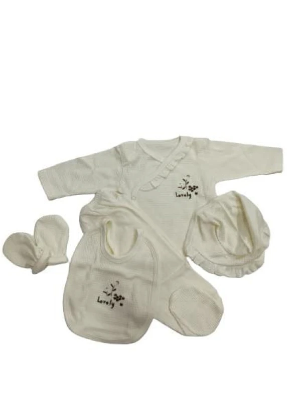 Tiasis 1369 Fırfırlı Çiçekli 5'li Kız Hastene Çıkış Seti - 9