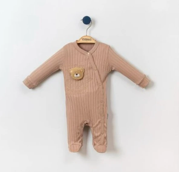 Necix Erkek Bebek Tulum Ayı Kafa Peluşlu Çıtçıt Düğmeli 231118 - 2