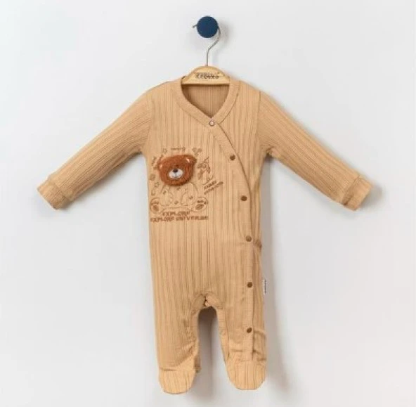 Necix Erkek Bebek Tulum Ayı Kafa Peluşlu Çıtçıt Düğmeli 231118 - 10
