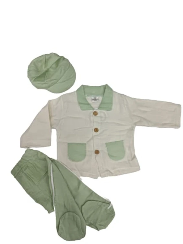 Minilove Üçlü Şapkalı Patik Pantolon Erkek Takım5468