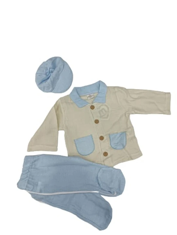 Minilove Üçlü Şapkalı Patik Pantolon Erkek Takım5468 - 3