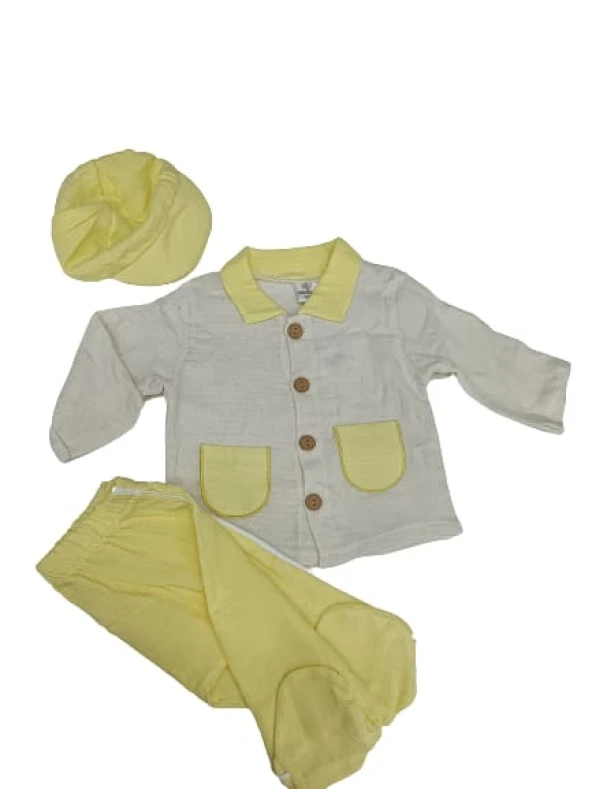 Minilove Üçlü Şapkalı Patik Pantolon Erkek Takım5468 - 9