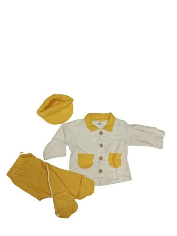 Minilove Üçlü Şapkalı Patik Pantolon Erkek Takım5468 - 5