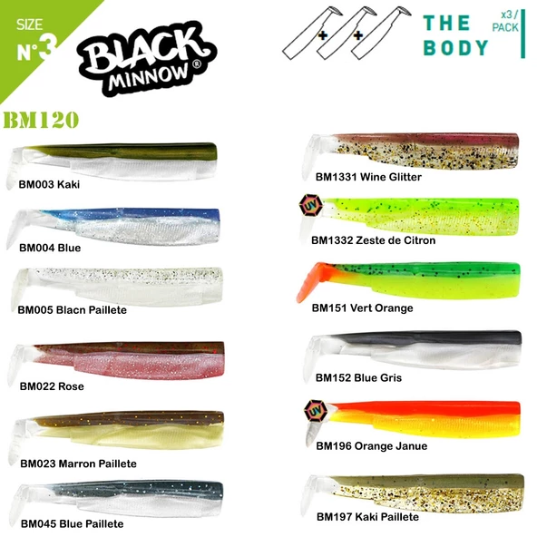 Fiiish Black Minnow BM120/3 3X Gövde Silikon Yem