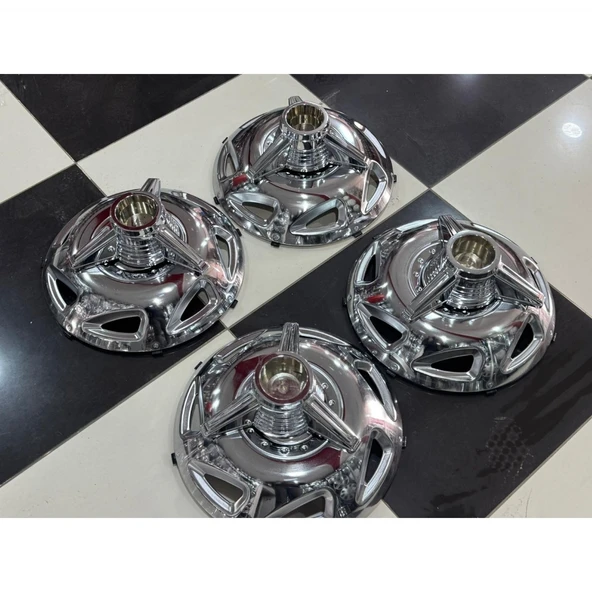 FORD TRANSİT 16 İNÇ KROM ÖN-ARKA JANT KAPAĞI 4 ADET KAPAK 4 ADET MONTAŞ APARATI 3 KOLLU APARAT - 4