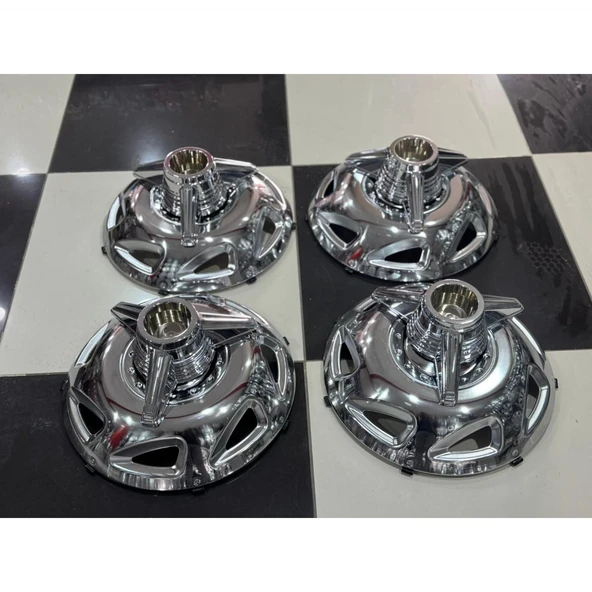 FORD TRANSİT 16 İNÇ KROM ÖN-ARKA JANT KAPAĞI 4 ADET KAPAK 4 ADET MONTAŞ APARATI 3 KOLLU APARAT - 6