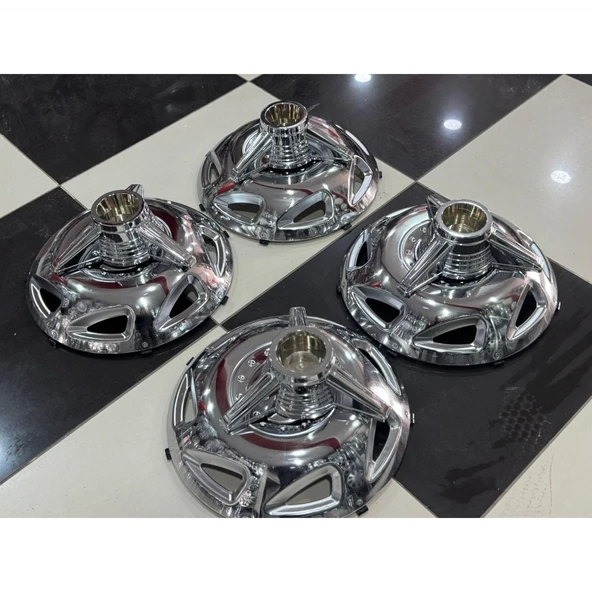 FORD TRANSİT 16 İNÇ KROM ÖN-ARKA JANT KAPAĞI 4 ADET KAPAK 4 ADET MONTAŞ APARATI 3 KOLLU APARAT - 2