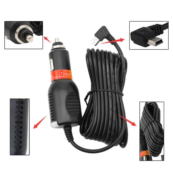 Concord Araç İçi Kamera İçin Çakmaklık Adaptörü 12-24V / 5V Mini USB 2A - 3