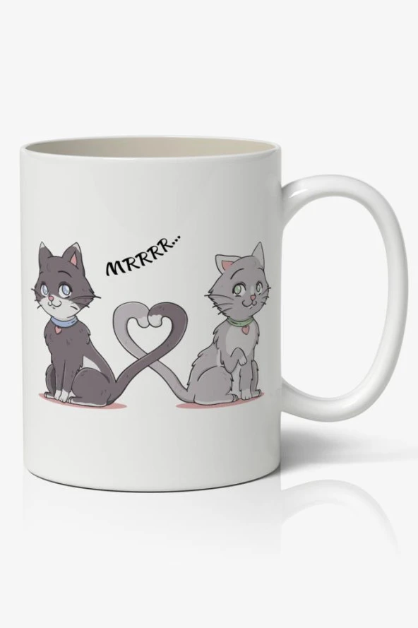 Sevgili Kediler Tasarımlı Kupa Bardak Baskılı Kahve Kupa Bardak