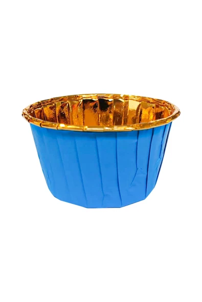 Dolphin Muffin Kağıt Karton Mavi Altın Cupcake Kek Kalıbı Kapsülü Kabı - 25 Adetlik 3 Paket - Resim 4