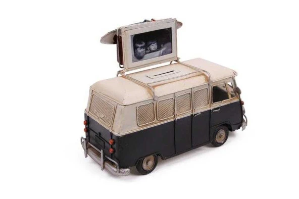 Dekoratif Metal Minibüs Çerçeveli ve Kumbaralı Hediyelik