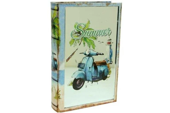 Kutu Kitap Aynalı Scooter Dekoratif Hediyelik