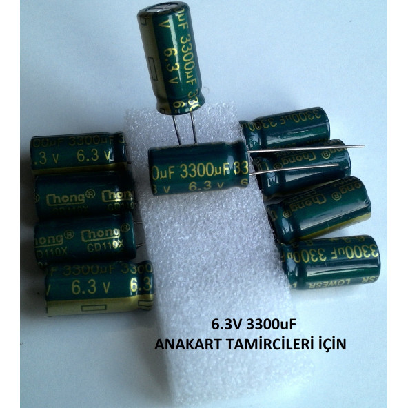 10 adet 3300Uf 6.3V (10X20Mm) Elektrolitik Kondansatör Low ESR ürün görseli 1