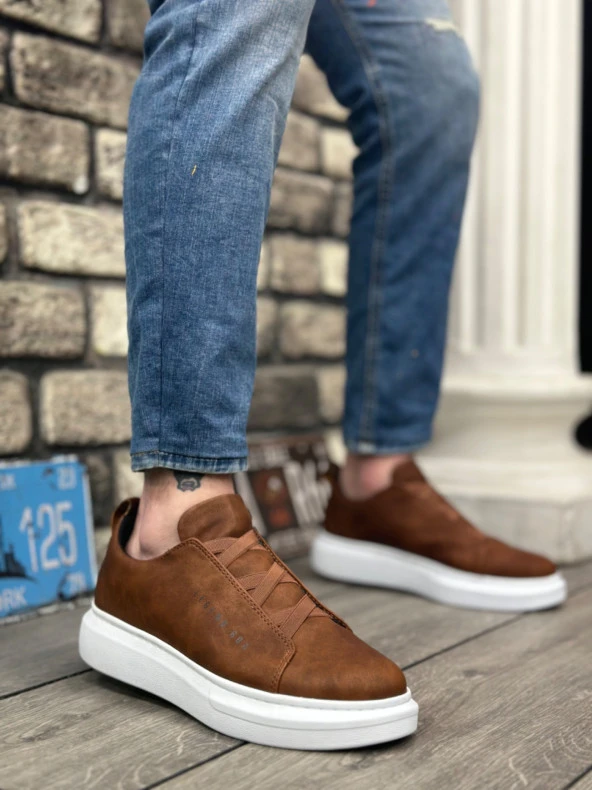 BA0134 BOA Kalın Yüksek Taban Çapraz Bant Taba Beyaz Erkek Ayakkabı ürün görseli 1