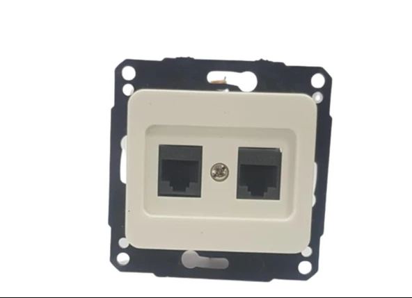 KELEBEK BEYAZ 2XRJ45 PRİZ METESAN