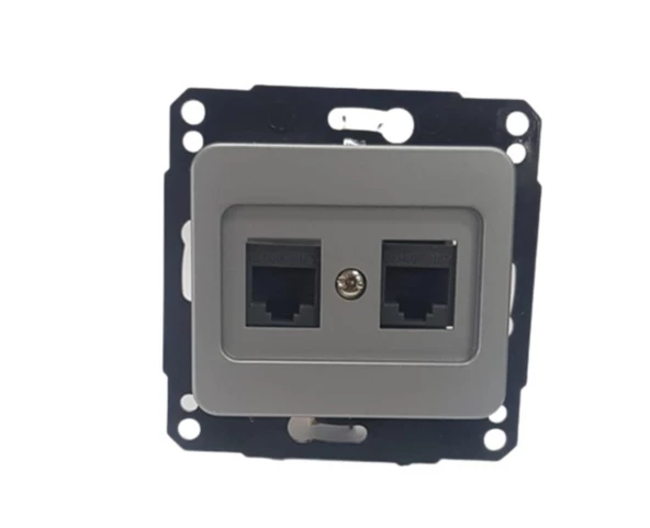 KELEBEK METALİK GRİ 2XRJ45 PRİZ METESAN