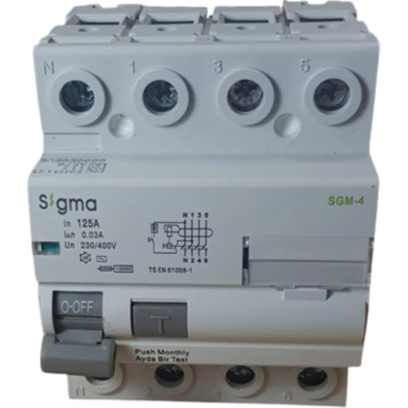 4X125A 30MA KAÇAK AKIM RÖLESİ (5Lİ) SİGMA
