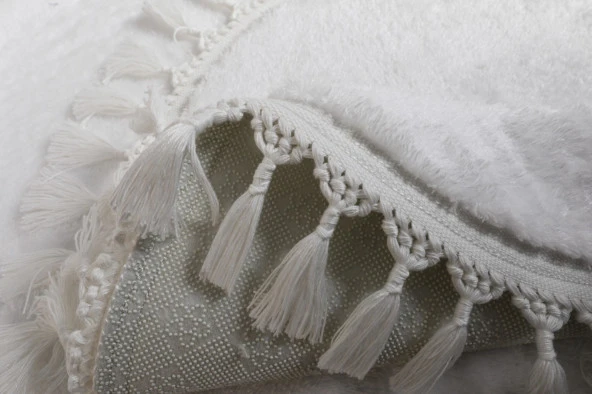 My Evilla Modern Dekoratif Kaymaz Taban Rabbit Oval Örgü Saçaklı - 2