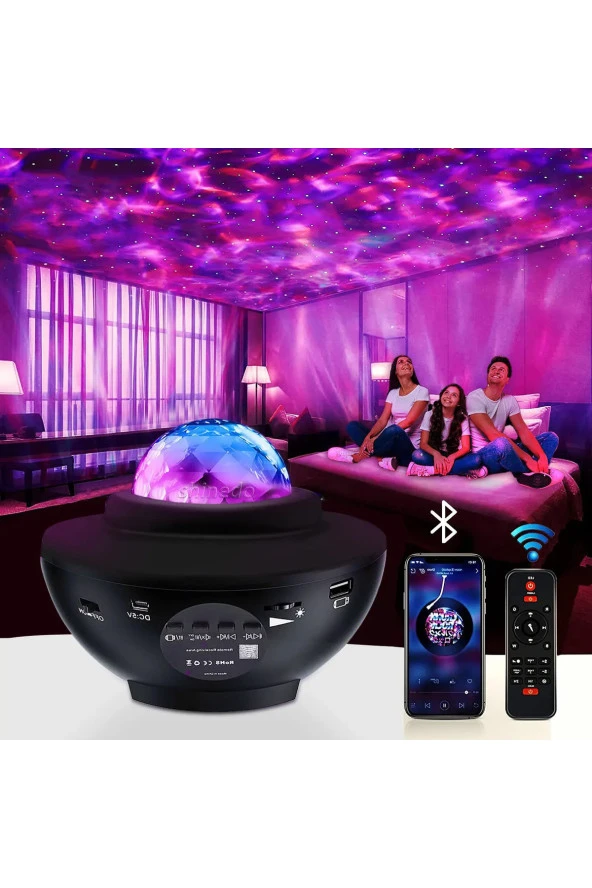 TechTic Starry Projektör Yıldız Gece Lambası Disko Topu Bluetooth USB Hoparlör Çocuk Odası Hediye ürün görseli 1