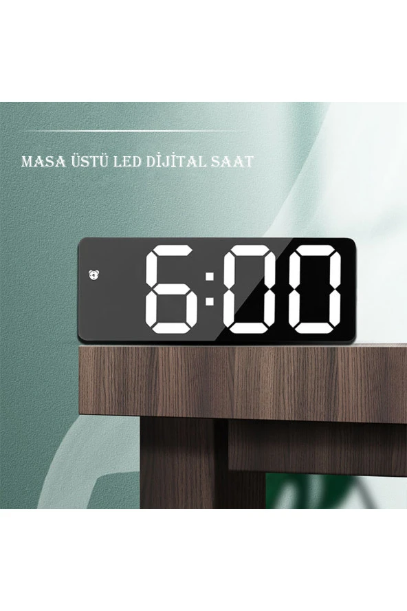 TechTic LED Dijital Masa Saati Alarm Termometre Tarih Aynalı Masaüstü Saat - 2