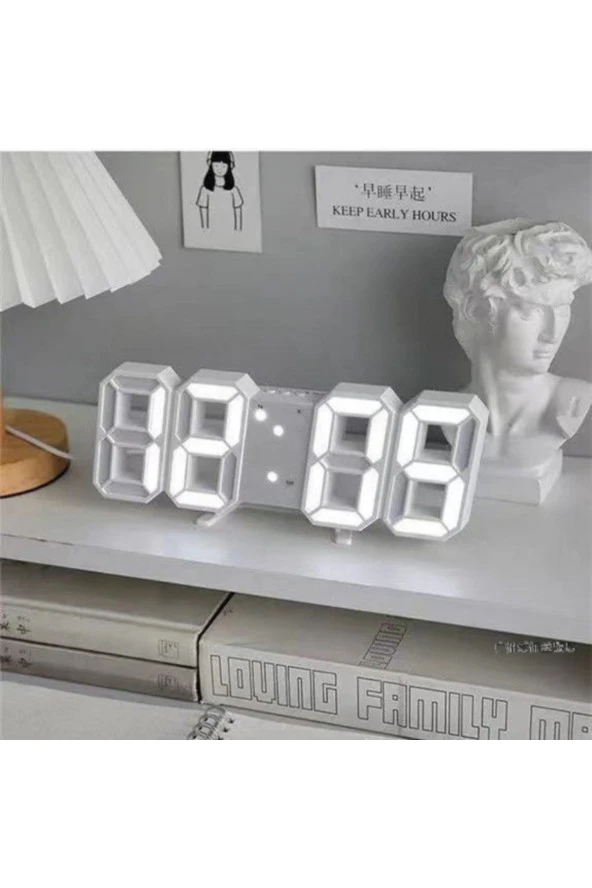 TechTic  Yeni Nesil Dekoratif Dijital 3d Led Masa Duvar Çalar Saati Takvim Termometre - 2