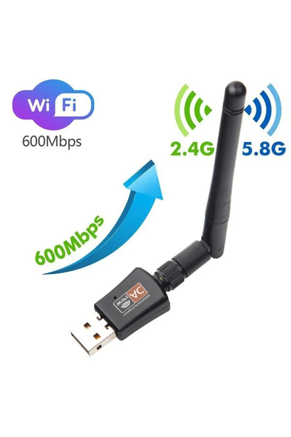 TechTic  Kablosuz Wifi 600 Mbps Antenli Adaptör Usb 2.4-5Ghz Wifi Uydu Alıcı Güclendirici