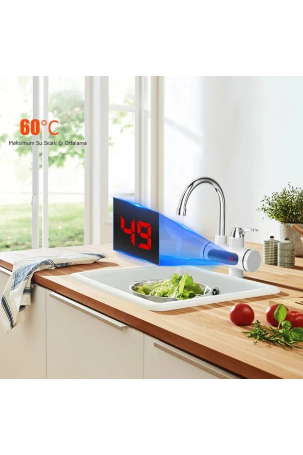 TechTic  Elektrikli Ani Su Isıtıcı Musluk Sıcak Su Termal Şofben Banyo Mutfak Musluk Bataryası - Resim 2