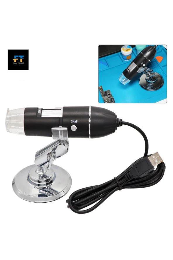 TechTic  Dijital Mikroskop 1600x 2Mp Usb 8 Led Çok Amaçlı Tekstil Baskı Cilt Saç Biyolojik Analiz - 3