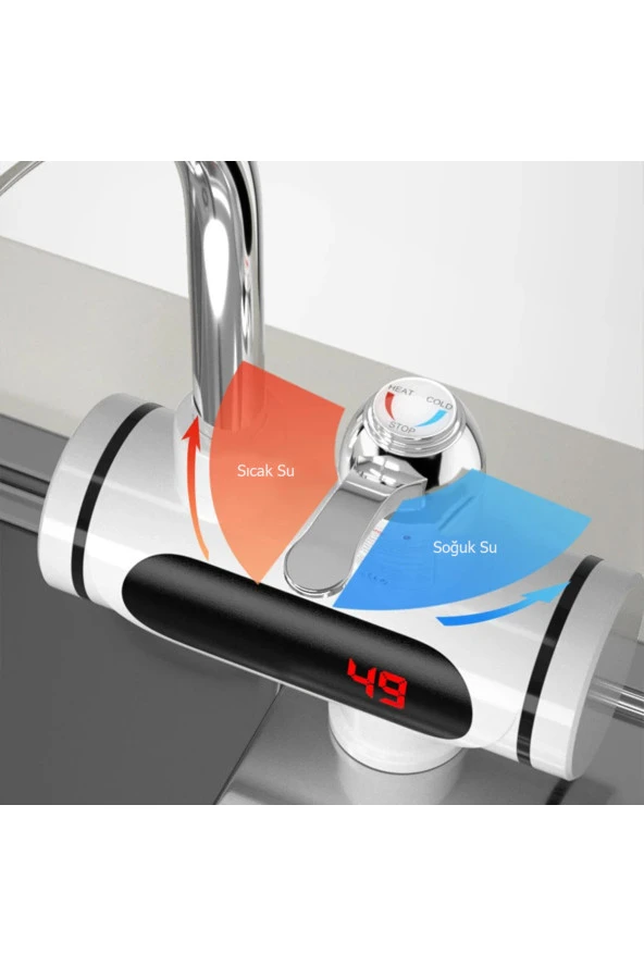 TechTic  Elektrikli Ani Su Isıtıcı Musluk Sıcak Su Termal Şofben Banyo Mutfak Musluk Bataryası - Resim 3