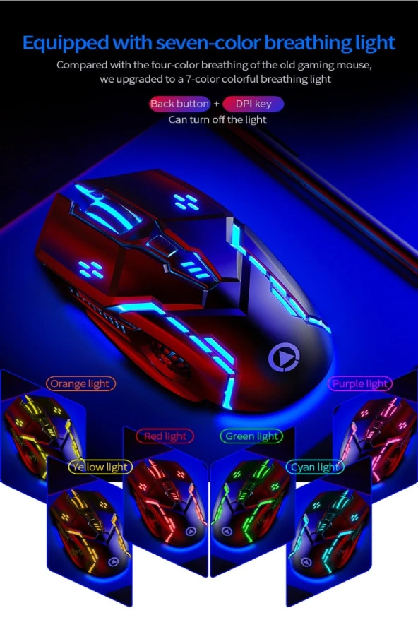 TechTic  Rgb Kablolu Oyuncu Mouse 6 Düğme Ayarlanabilir Dpı