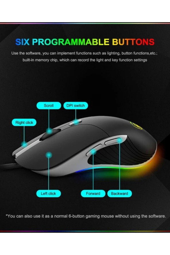 TechTic  Imıce X6 Gamer Mouse 7 Renk Led Rgb Işıklı Oyuncu Mouse 3200 Dpi - Resim 3