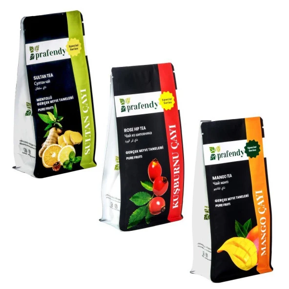 PRAFENDY SULTAN - KUŞBURNU - MANGO ÇAYI, GERÇEK MEYVE TANELİ 3 x 250 Gr