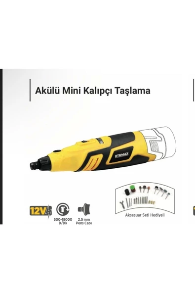 Rtrmax Akülü Mini Kalıpçı Taşlama Rtx1234b Aküsüz