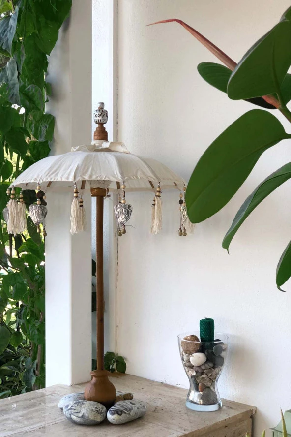 Prodiva Dekoratif El Yapımı Bali Şemsiye, Krem, 80 Cm - 2