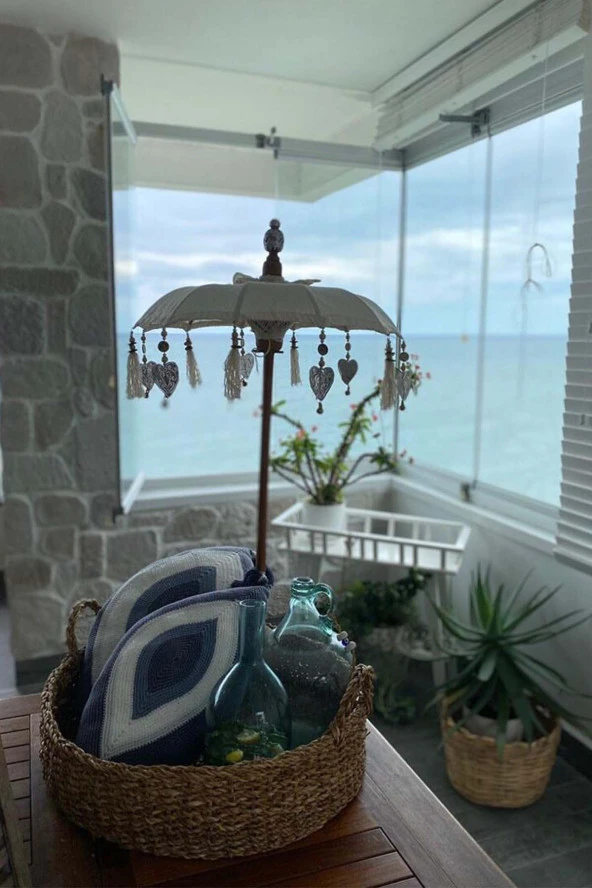 Prodiva Dekoratif El Yapımı Bali Şemsiye, Krem, 80 Cm - 7