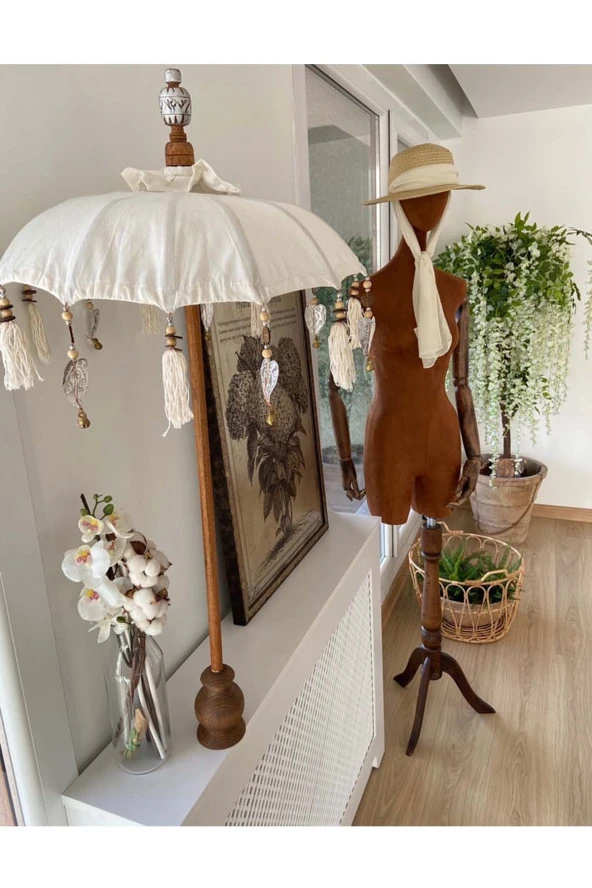 Prodiva Dekoratif Bali Şemsiyesi 80 Cm Krem - 7