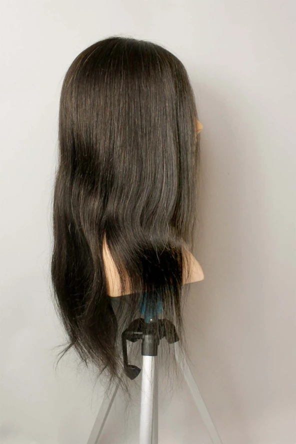Prodiva Kuaför Eğitim Mankeni Omuzlu Gerçek Saç - Kuaför Eğitim Puppeti - Standart Naturel 55 Cm - 4