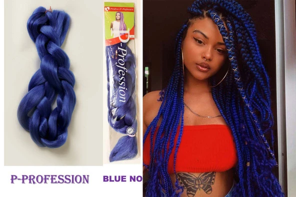Sentetik Örgülük Saç,Afrika Örgüsü,Twist Örgü,Rasta saçı BLUE - 2