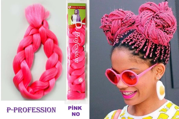 Sentetik Örgülük Saç,Afrika Örgüsü,Twist Örgü,Rasta saçı PINK - 2