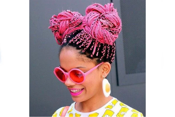 Sentetik Örgülük Saç,Afrika Örgüsü,Twist Örgü,Rasta saçı PINK - 3