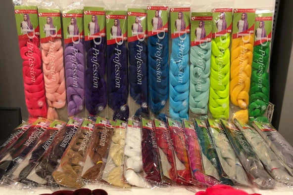 Sentetik Örgülük Saç,Afrika Örgüsü,Twist Örgü,Rasta saçı PINK - 6